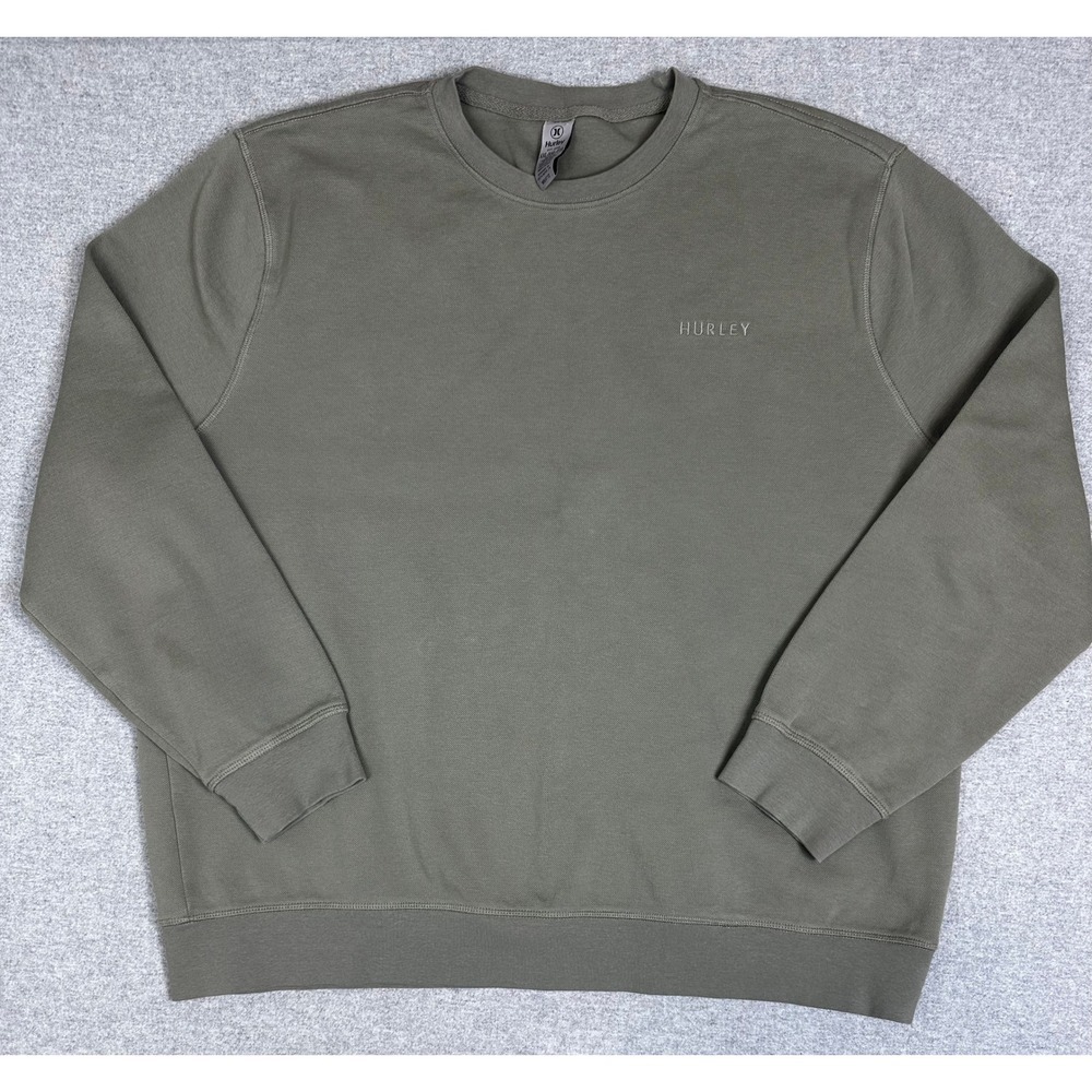 Hurley Sweatshirt Mens XXL Olive Green Waffle Knit Crewneck Pullover